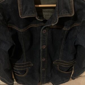 Christopher Blue Stretch Denim Jacket Long Sleeve Button Up Excellent Condition